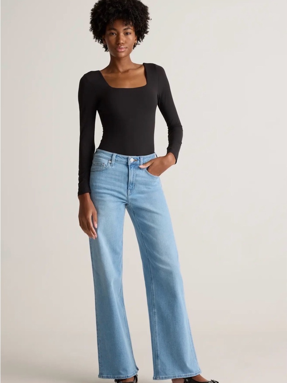 Quince Light Blue Wide-Leg Jeans